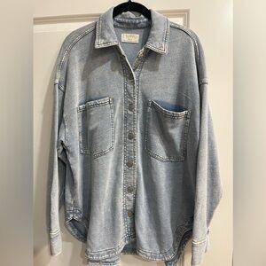 NWOT, Z Supply brand All Day Knit Denim Shacket in Washed Indigo